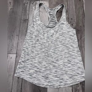 Lululemon Tank Top 6 Gray Stripes Ruched Athletic Yoga Salute The Sun Space Dye